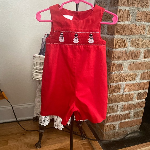 Smocked Infant Boys Christmas Jon Jon size 12 months - Picture 2 of 15